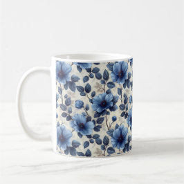 Chic av Eleganten Flower för marin blå Retro Cute- Kaffemugg