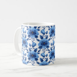 Chic av Eleganten Flower för marin blå Retro Cute- Kaffemugg