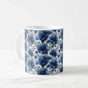 Chic av Eleganten Flower för marin blå Retro Cute- Kaffemugg