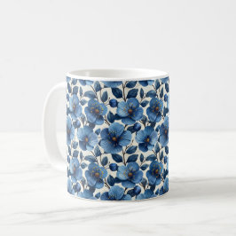 Chic av Eleganten Flower för marin blå Retro Cute- Kaffemugg