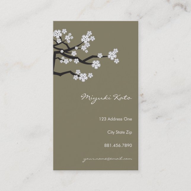 Chic av Eleganten för vita Sakura Oriental Cherry  Visitkort (Framsida)