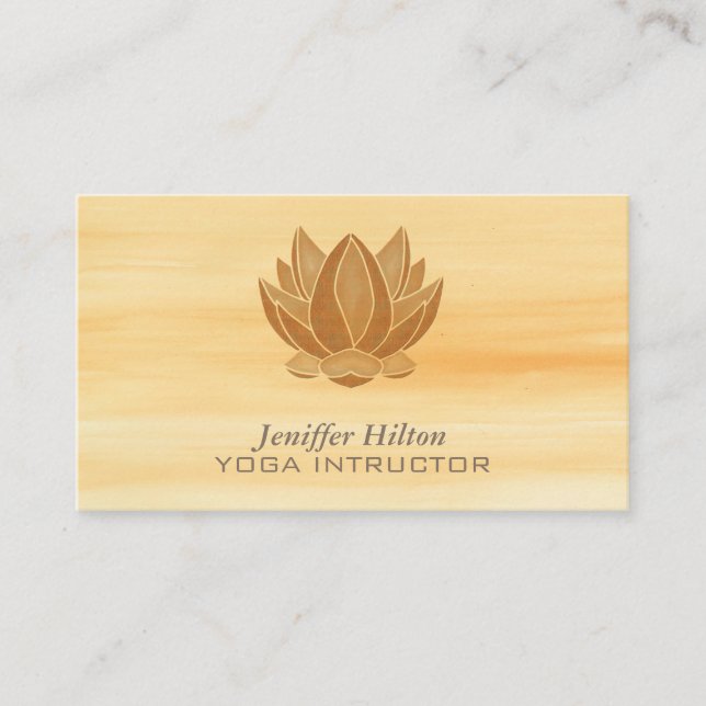 Chic av eleganten Lotus-blomma med vattenfärg Visitkort (Framsida)