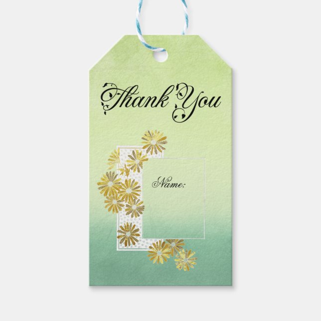 Chic av Golden Daisy Dream Elegance Romantik Vinta Presentetikett (Framsidan)