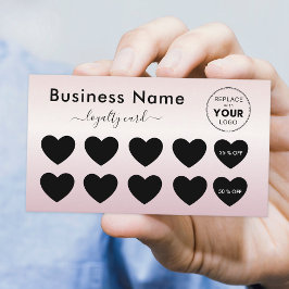 Chic av metallisk Rosa, övertoningshjärta, lägg ti Lojalitetskort