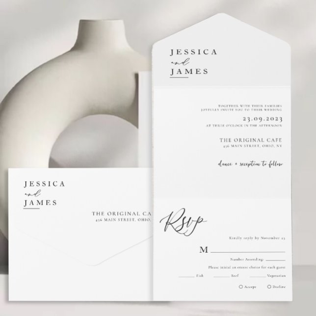 Chic av minimalistisk Elegant, svart och vit Bröll (Skapare uppladdad)