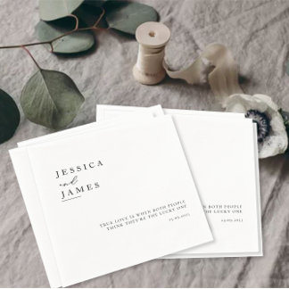 Chic av minimalistisk Elegant, svart och vit Bröll Pappersservett