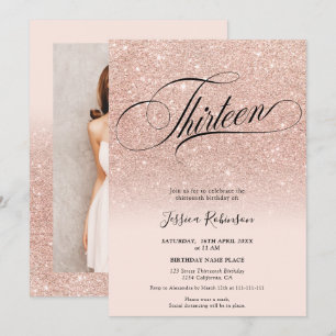 chic av ro glitter guld rosa tretton inbjudningar
