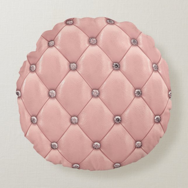 Chic av  Rosa Elegant  Metallisk Rund Kudde (Framsidan)