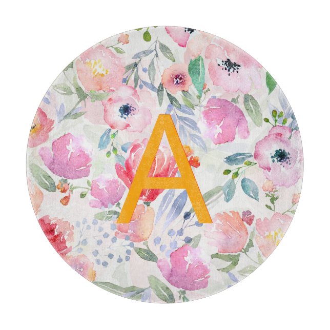 chic av  rosa lila blommor monogram (Framsidan)