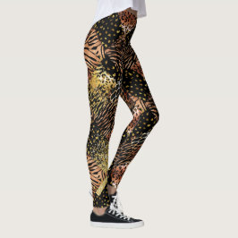 chic av svart kopparavtryck i Leopard ro guld Leggings