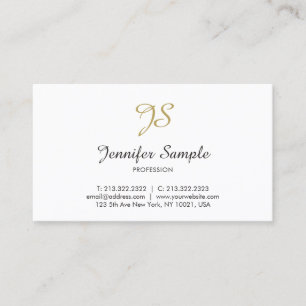 Chic av Trendiget Guld White Calligraphy Monogram Visitkort