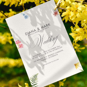 Chic av vildblommans unika Bröllop för Rosa i fets Inbjudningar