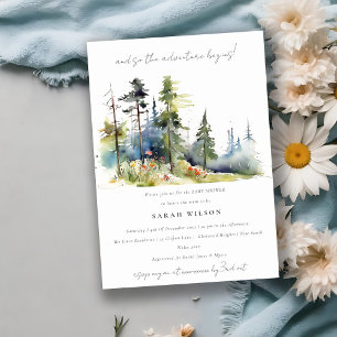Chic Äventyr Begin Gräs Forest Baby Shower Inbjudningar