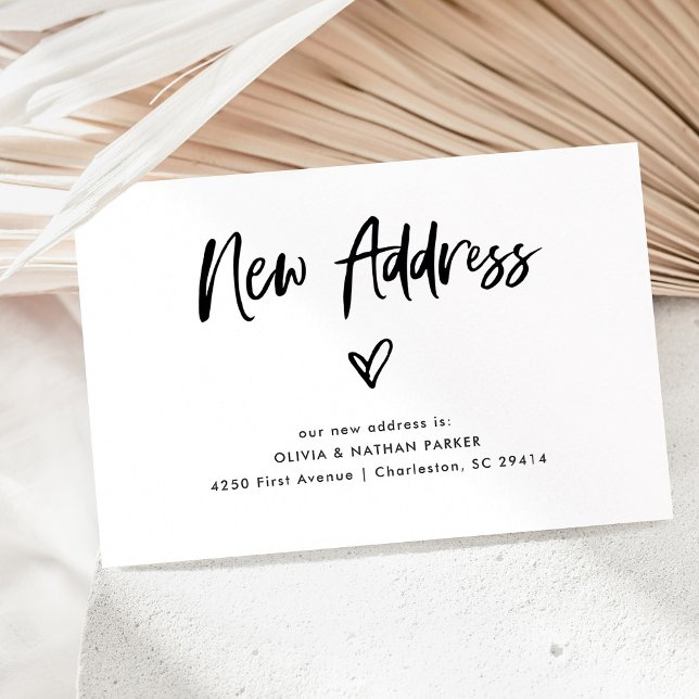 Chic Avslappnad Script och hjärta | Flytta Meddela Meddelande Vykort (Skapare uppladdad)