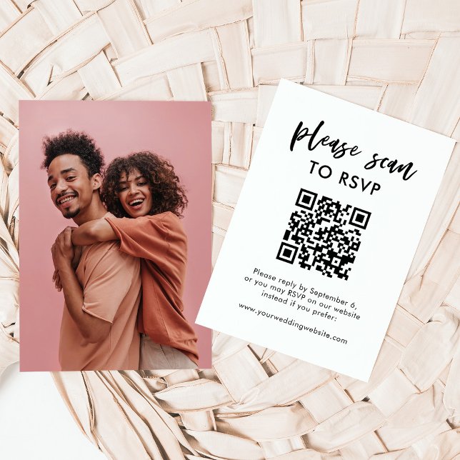 Chic Avslappnad Script | OSA med QR-kod och foto Tilläggskort (Skapare uppladdad)
