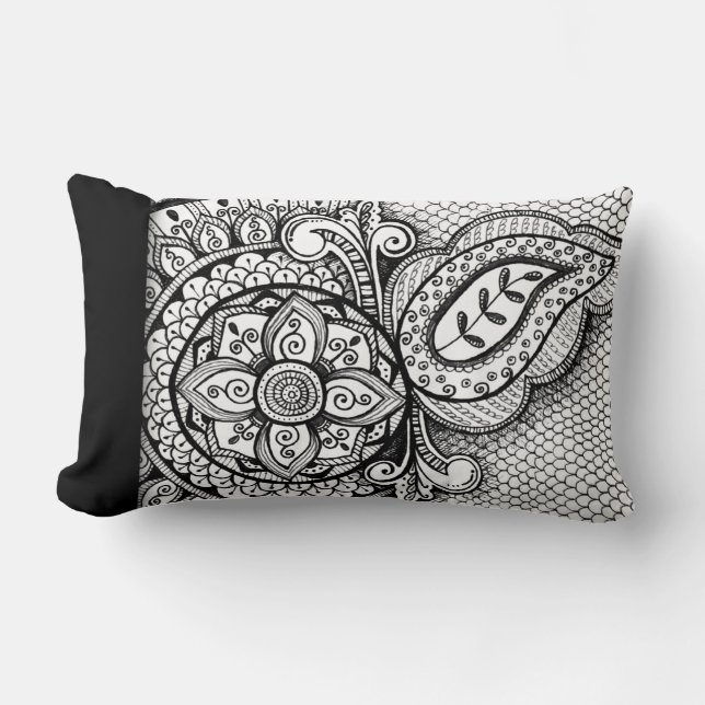 Chic Aztec Exotic Ethnic Tribal Ikat Batik Mönster Lumbarkudde (Framsida)