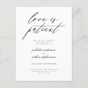 Chic B&W Love Is Patient Bröllopsuppskov Inbjudan Vykort