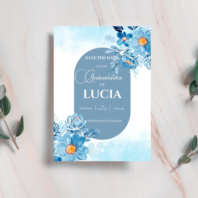 Chic Baby blue ro geometrisk Quinceañera Spara Datumet (Skapare uppladdad)