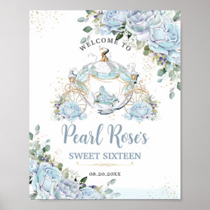 Chic Baby blue Ro Princess Carriage Sweet 16 Poster