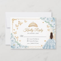 Chic Baby Blue Rosor Guld Quinceanera Svar