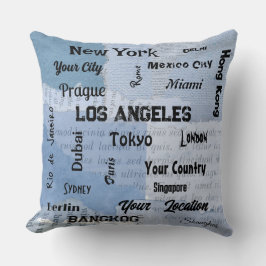 chic baby blue storstadsområden i världen kudde