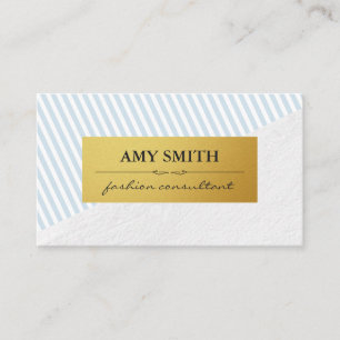 Chic Baby blue White Rand Faux Metallic Guld Visitkort