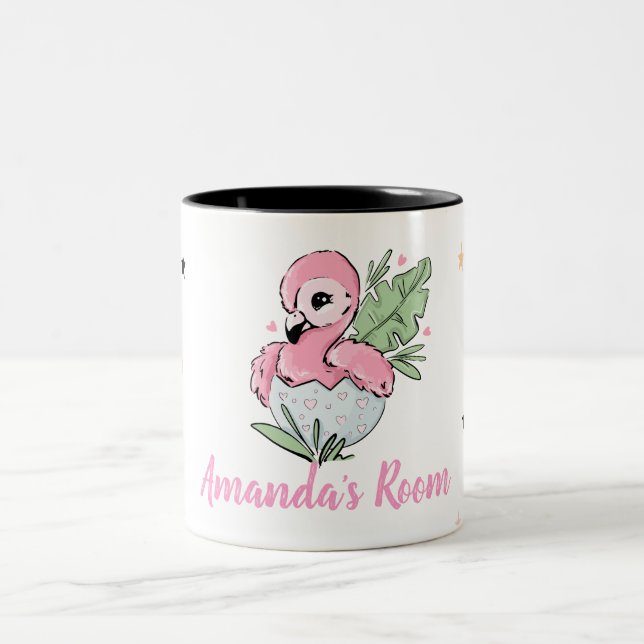 Chic Baby Flamingo, Stars, Princess Två-Tonad Mugg (Center)