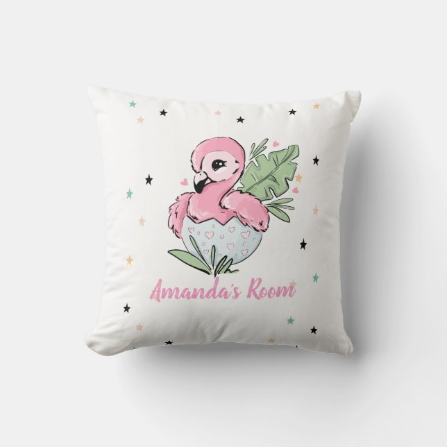 Chic Baby Flamingo, stjärnor, prinsessa    Kudde (Framsida)