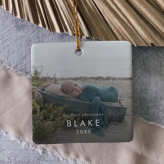 Chic Baby Första julnyfödda fotoöverlägg Julgransprydnad Keramik (Skapare uppladdad)