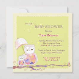 Chic Baby Grönt Uggla Baby Shower Inbjudningar
