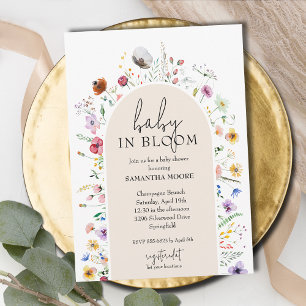 Chic Baby i Bloom Ivory Baby Shower Inbjudningar