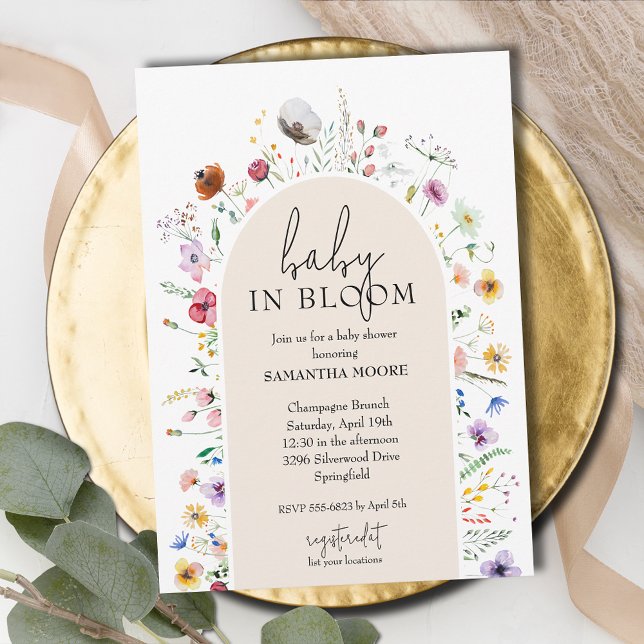 Chic Baby i Bloom Ivory Baby Shower Inbjudningar (Baby in Bloom ivory baby shower invitations, INSTANT DOWNLOAD and/or PRINTED)