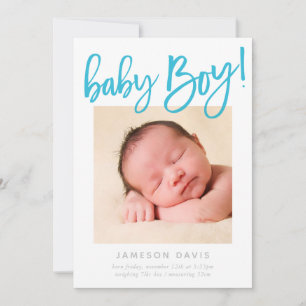 CHIC BABY PHOTO modern BOY aqua-skriptbokstäver Meddelande
