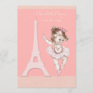 Chic baby shower för sparrar för BallerinaEiffel Inbjudningar