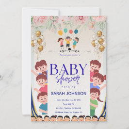 Chic Baby Shower Invitation | Elegant Floral Inbjudningar