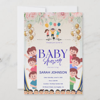 Chic Baby Shower Invitation | Elegant Floral Inbjudningar