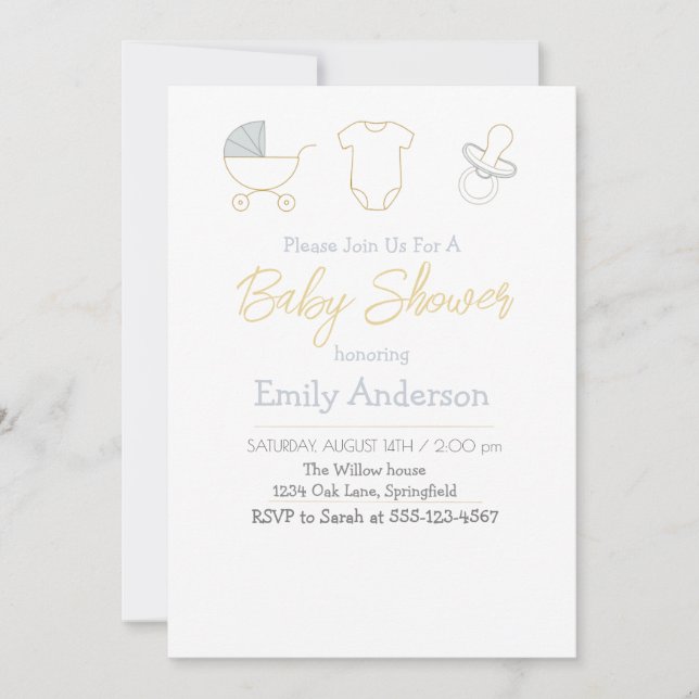 Chic Baby Shower invitation Inbjudningar (Framsida)