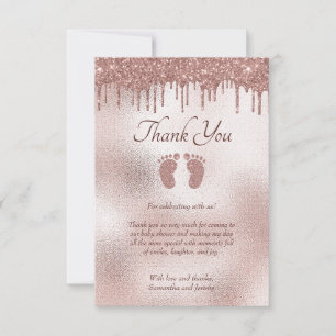 Chic Baby Shower Rosa Glitter Drift Tack Kort