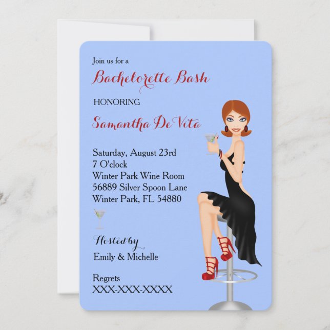 Chic Bachelorette Bash Anpassningsbar Party-inbjud Inbjudningar (Framsida)