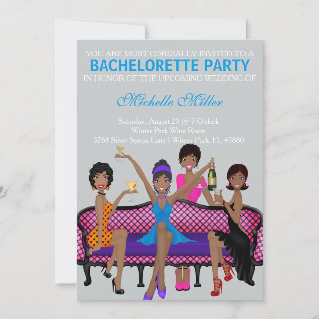 Chic Bachelorette våldsamt slaganpassningsbar Inbjudningar (Framsida)