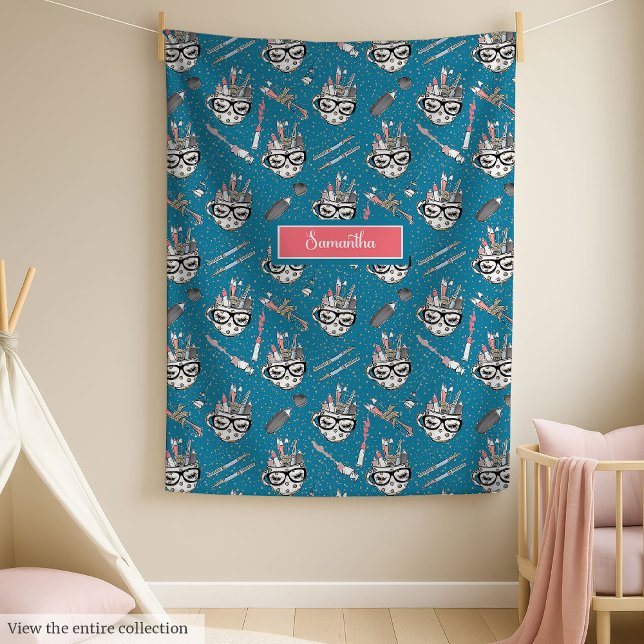 Chic back to school presentfilt med eget namn fleecefilt (Chic back to school gift blanket with custom name)