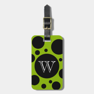 CHIC BAGAGE /BAG TAG_BLACK BUBBLAR PÅ GRÖNT 64 BAGAGEBRICKA