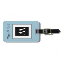 CHIC BAGAGE TAG_ " Herr & Fru" BLACK/WHITE/BLUE