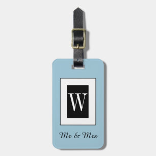 CHIC BAGAGE TAG_ " Herr & Fru" BLACK/WHITE/BLUE Bagagebricka