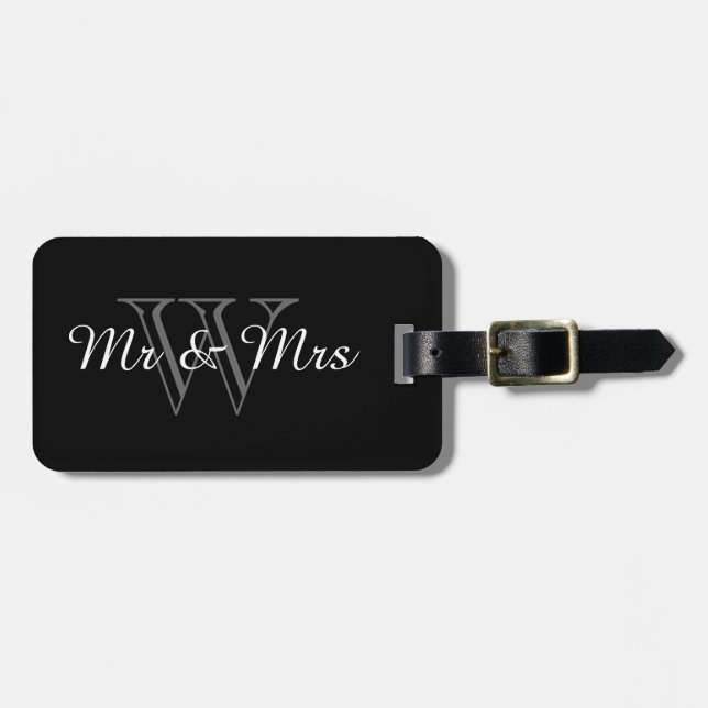 CHIC BAGAGE TAG_ " Herr & Fru" MED MONOGRAMEN Bagagebricka (Horisontell Framsida)