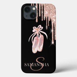 Chic balett skor Rosa Guld Glitter Drips Fodral