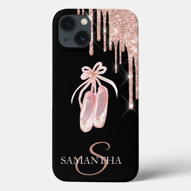 Chic balett skor Rosa Guld Glitter Drips  Fodral (Baksida)