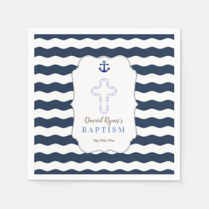 Chic Baptism Nautical Navy Vågar Anchor Pappersservett