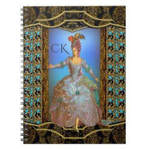 Chic barock Monogram för fransk fröjd Anteckningsbok