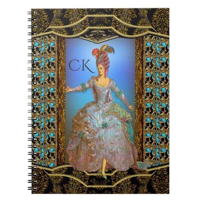 Chic barock Monogram för fransk fröjd Anteckningsbok (Framsidan)